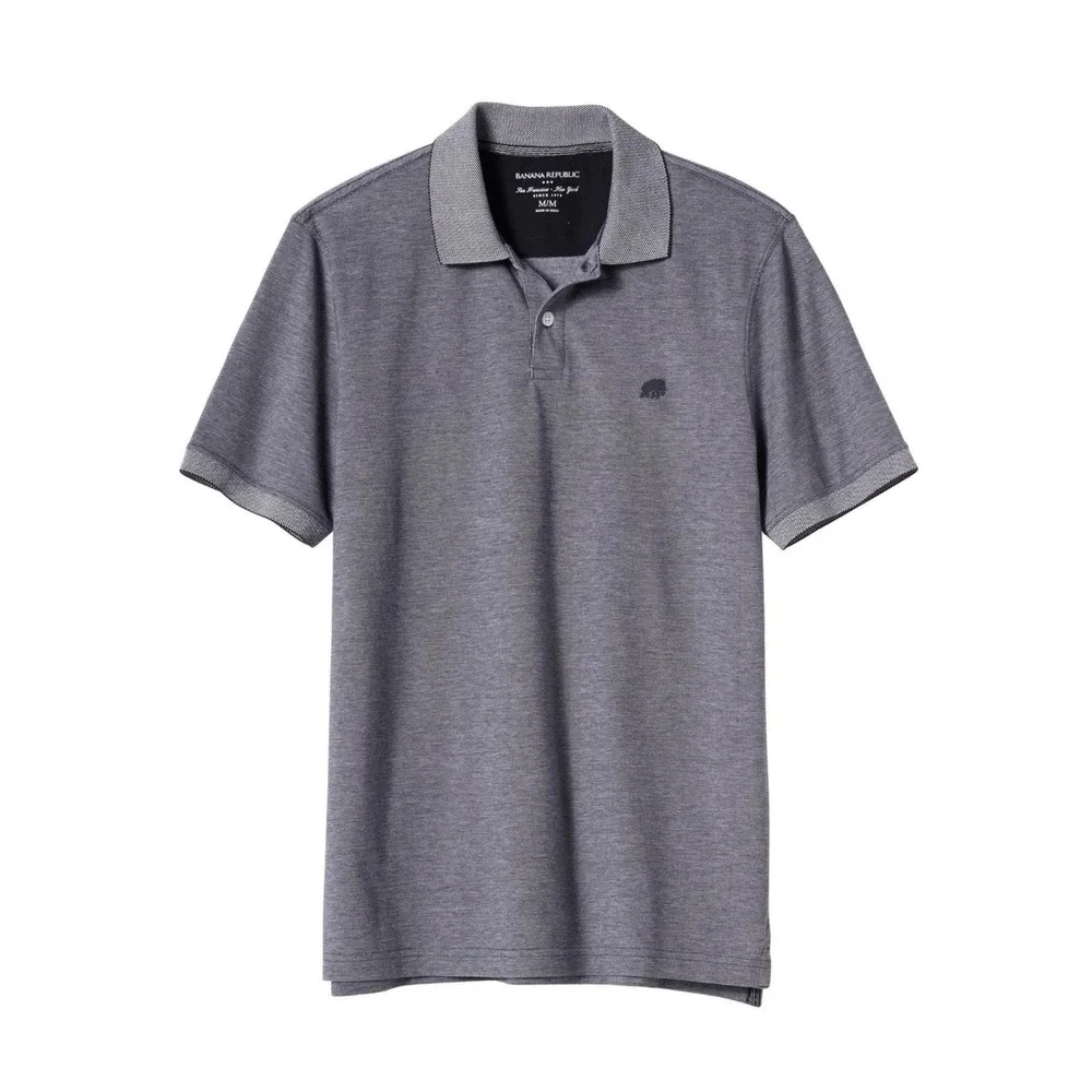 Banana Republic Mens Blue Birdseye Pique Polo Shirt Elephant Logo Size M